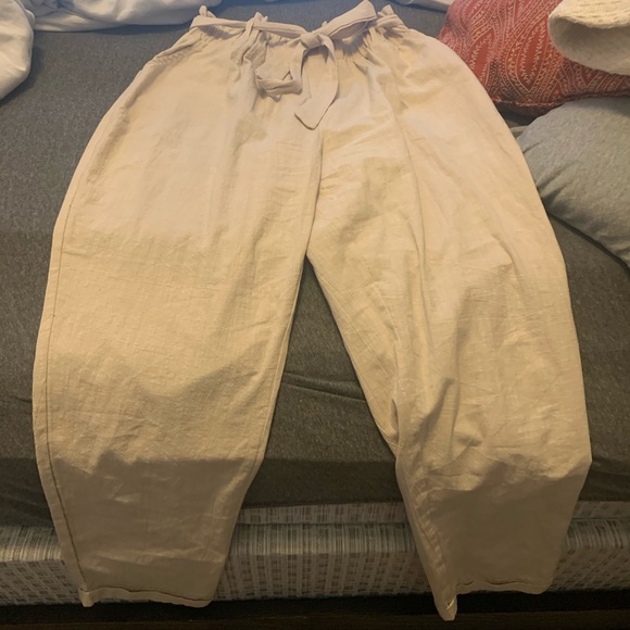 Linen paper bag pants - Picture 2 of 2